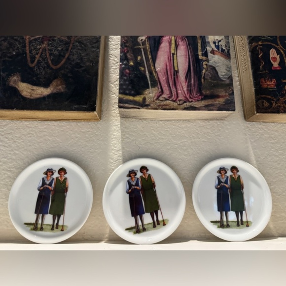 Vintage Ceramic Woman’s‎ Golf Theme Coasters